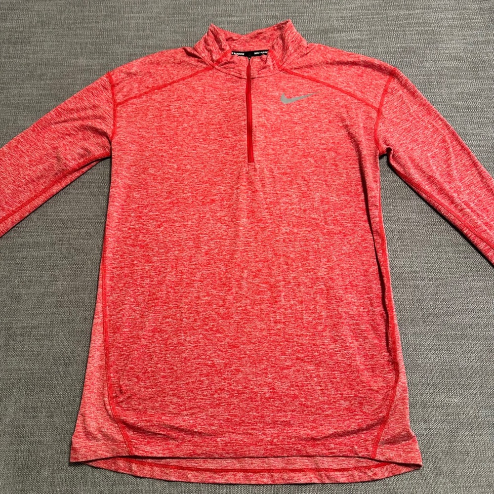 Nike Dri-FIT 1/4 Zip Running Pullover Mens Small Red Heathered  Top